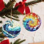 Christmas Ornaments, 2.8 Inch Ceramic Hanging Ornament, Christmas Tree Decorations, Holiday Decorations, Holiday Ornaments, Holiday Party Gifts, and Xmas Gift Ideas - Rainbow Spiral