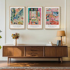 Framed Matisse Wall Art, 3 Piece Large Canvas Abstract Art Prints for Living Room, Henri Matisse Famous Landscape Painting Picture - Total Size 30x60