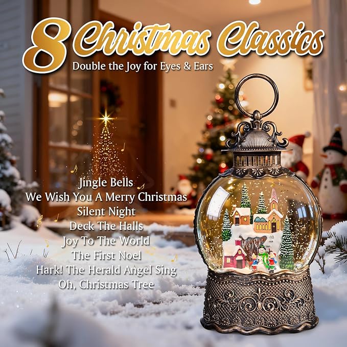 Nativity Scene Christmas Snow Globes, 10.24" Electric Light up Snow Globe Christmas, Festive Song 6H Timer & Dual Power, Musical Snowglobes Christmas Decorations Indoor Snowglobe Church Snowman