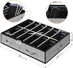 Under Bed Shoe Storage Organizer, Set of 2, Underbed Shoes Container with Adjustable Dividers, Fits 24 Pairs, Gray