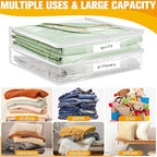 Kikerike Plastic Storage Bags with Easy-Glide Zipper, Pack of 8, Durable Clear Vinyl Zippered Storage Bags for Clothes Sweaters Comforters Blankets Sheets Bedding (14.2 x 12 x 3.2 Inch)