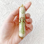 3.8 Inches Hand-Painted Mezuzah, Exquisite Enamel Design with Scroll Included for Jewish Occasions