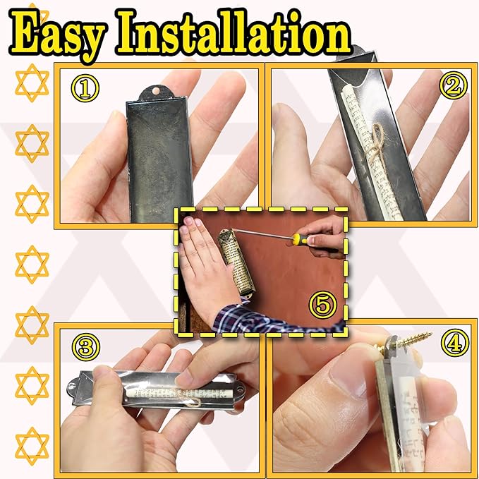 3 Pack Mezuzah with Scroll for Door - Jewish Mezuzah for Door Metal Cases with English and Hebrew Blessing for House Warming Hanukkah Gift (Antique Gold Silver Bronze)