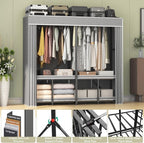 95% Assembled 75" L Heavy Duty Clothes Rack with Cover, Premium Freestanding Portable Clothes Rack, Strong Foldable Garment Rack for Hanging Clothes, Black