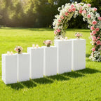 6Pcs Square Display Pedestal Stands Set for Party, Metal Display Stand Plinth Pillars, Cake Stands Pillars for Wedding Birthday Art Decor Risers, 11.8*31.5" (L), 11.02*25.6" (M), 10.24*23.6" (S)
