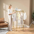 Round Clothes Display Retail Rack, Floor-Standing Heavy-Duty Garment Hanging Rack, Clothing Racks with Topper, Multi-Purpose Clothing Organizer for Boutique Retail Store Laundry Home Gold