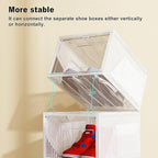 AWTATOS Shoe Boxes with Magnetic Door, Stackable Shoe Storage Organizer with Lids, Folding Shoe Rack for High Heels, Thickened Sneaker Storage Container, 10 Pack, Clear