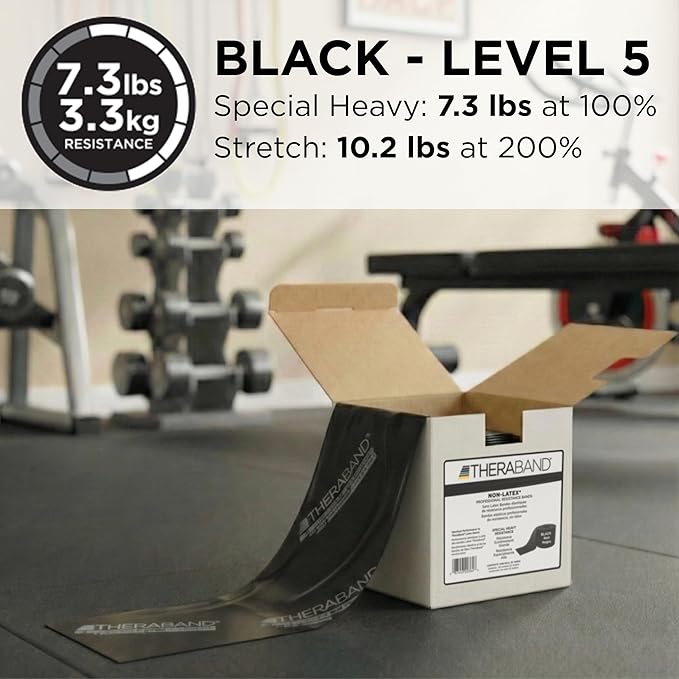 THERABAND Resistance Band 25 Yard Roll, Non-Latex Professional Elastic Stretch Bands for Upper & Lower Body Exercise Workouts, Physical Therapy, Lower Pilates, Flexibility, & Rehab, Dispenser Box