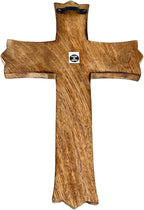 S.B.ARTS Wooden Wall Cross Handmade Wall Crucifix with Hand Carvings Cross for Baptism Gifts - Christians Spiritual Hanging Ornament for Wall Decor and Church - (Blue, 12 Inches)