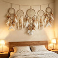 5 Pcs/Set Large Dream Catchers Boho Wall Decor Feather Handmade Traditional Dream Catcher Wall Hanging Decor for Kids Bedroom Adult Living Room Home Bohemian Decorations (Hemp Rope)