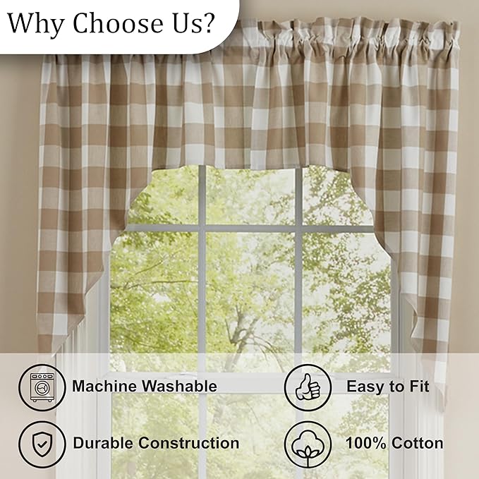 Park Designs Buffalo Check Natural Swag 72" x 36"