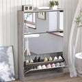 Shoe Cabinet with 3-Flip Mirror Drawers, Freestanding Shoe Rack Organizer with Hidden Handle, Slim Narrow Shoe Storage Cabinet for Entryway, Entrance, Hallway, Bedroom