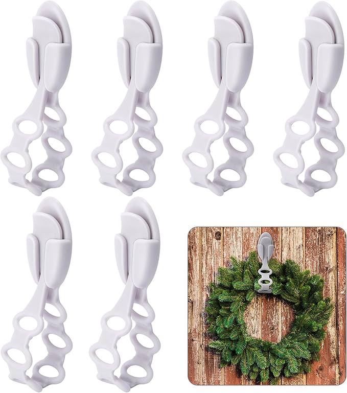 6 Pcs Christmas Wreath Holder Ties - 8.5" Adhesive Silicone Straps - Stretchable Hangers for Garland Mantle Stairways Decoration