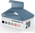 Neaties Plastic Hangers 20 Pack - Made in the USA - 6lb Capacity Standard Clothes Hangers with Strap Hooks for Dresses, Lingerie, Shirts, Pants, and Jackets – Blue