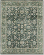 Washable 9x12 Area Rugs for Living Room, Boho Non-Slip Vintage Distress Lager Rugs for Bedroom Dining Room Nursery Office, 0.3" Neutral Oriental Throw Thin Carpet, Sage Green/Blue/Multi