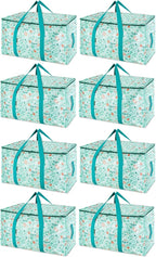 BALEINE 8-Pack Oversized Moving Bags with Reinforced Handles, Heavy-Duty Storage Tote for Clothes, Moving Supplies (Spring Stroll, 8-Pack)