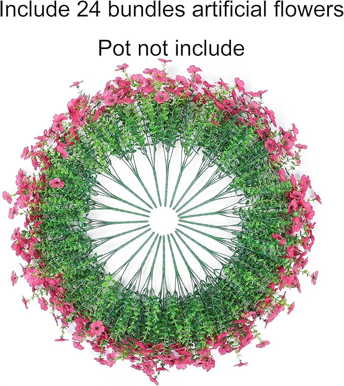 Ivydale Artificial Flowers for Outdoor 24 Bundles Fake Mums UV Resistant Silk Daisy Faux Plants for Outside Planter Home Porch Patio Window Box Decor, Rose
