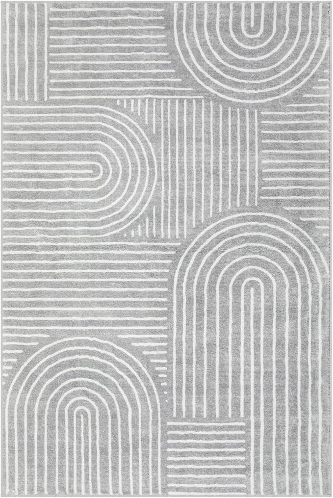 Lahome Abstract Area Rug 6x9, Soft Washable Rug for Living Room Ultra-Thin Non Slip Bedroom Rug, Modern Grey Throw Carpet for Dining Room Office(6'x9',Gray)