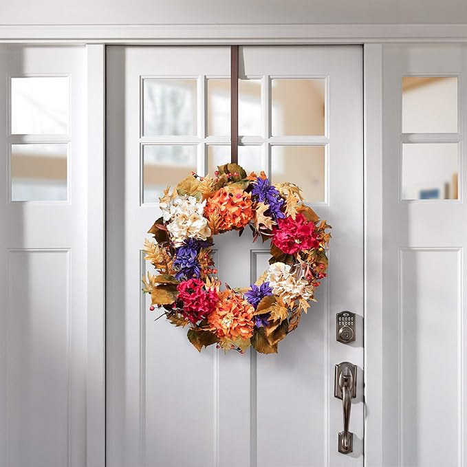 Haute Decor Adapt Adjustable Wreath Hanger, Top & Length Adjustable - Oil-Rubbed Bronze - Strong Metal Wreath Holder for Thick or Thin Doors