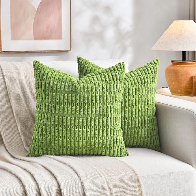 Fancy Homi 4 Packs Decorative Throw Pillow Covers for Living Room Couch Bed, Modern Farmhouse Boho Home Décor Accent Cushion Case, 20" x 20", Lime Green