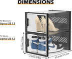 Shoe Storage, 12 Pack X-Large Shoe Organizer for Closet, Shoe Boxes Clear Plastic Stackable Shoe Storage Boxes for Size 13