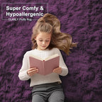 OLANLY Area Rugs for Living Room Bedroom, Machine Washable 4x5.9 ft Soft Fluffy Shaggy Bedside Rug, Indoor Floor Carpet for Kids Girls and Boys, Dorms, Nursery Rooms, Home Decor Aesthetic, Dark Purple