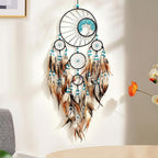 Dream Catchers,Large Dream Catcher for Bedroom Adult,Native American Boho Dreamcatcher Tree of Life Wall Decor with Turquoise Hanging Ornament Teen Dorm Room Decor Festival Gift (Brown)