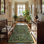 Moynesa Floral Green 4x6 Rug, Boho Washable Rugs for Living Room, Non Slip Soft Bedroom Area Rug, Botanical Ultra Thin Indoor Throw Carpet for Kitchen Entryway Bedside, Green