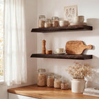 Marsmiles 20 inch Floating Shelves for Wall Elm Wood Live Edge Shelves|Rustic Wall Shelves with Invisible Heavy-Duty Bracket for Bathroom Living Room Kitchen|Walnut, 2 Pack