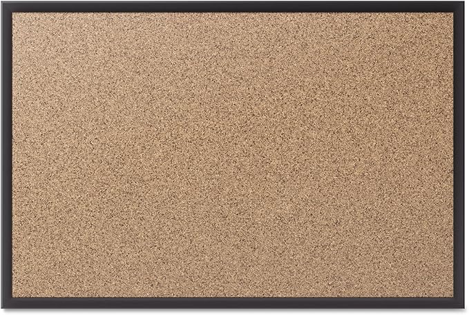 Quartet Cork Bulletin Board 60"W x 36"H Pin Board, Black Aluminum Frame (2305B)
