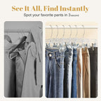 HOUSE DAY 100 Pack Skirt Hangers with Clips, Clear Plastic Pants Hangers with 2-Adjustable Clips，Non-Slip Clip Hanger for Pant, Skirts, Shorts, Bulk Retail Hanger