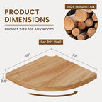 Fun Memories Corner Shelf Wall Mount Set of 2 - Solid Oak Wood Floating Corner Shelf with Cable Hole, 10in Rustic Design for Bedroom, Living Room, Kitchen (Natural)