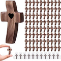100-Pack Wooden Cross Fidget, Handmade Pocket Wood Crosses, Cross My Heart | Encouragement Gift, Relieve Anxiety for Yourself, Inspirational Easter Gift for Christian Faith, Prayer, Father Day Gifts