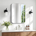 BONEWEI Silver Bathroom Mirror,16x20 inch Wall Mirror for Bathroom Wall Mounted,Rectangle Mirror for Bathroom Over Sink,Modern Frame Round Corner for Living Room,Bedroom Entryway,Horizontal/Vertical