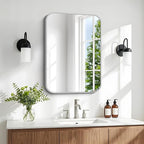 BONEWEI Silver Bathroom Mirror,16x20 inch Wall Mirror for Bathroom Wall Mounted,Rectangle Mirror for Bathroom Over Sink,Modern Frame Round Corner for Living Room,Bedroom Entryway,Horizontal/Vertical