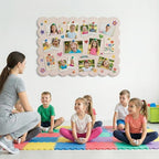 Scalloped Beige Felt Bulletin Board 36x24 Inches - Self-Adhesive Foldable, with 30 Pushpins, Cork Board Alternative - Decorative Pin Board for Wall, Home, Office & School (Beige, 36"x 24")