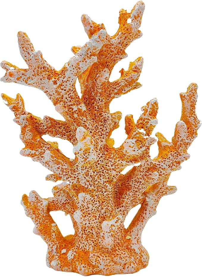 Etlemonde Beach Coastal Decor Coral Reef Home Decor Coral Statue Sculpture Home,Desk,Bathroom,Desktop Shelf Statue,Marine Themed Gifts (Golden Orange Coral)