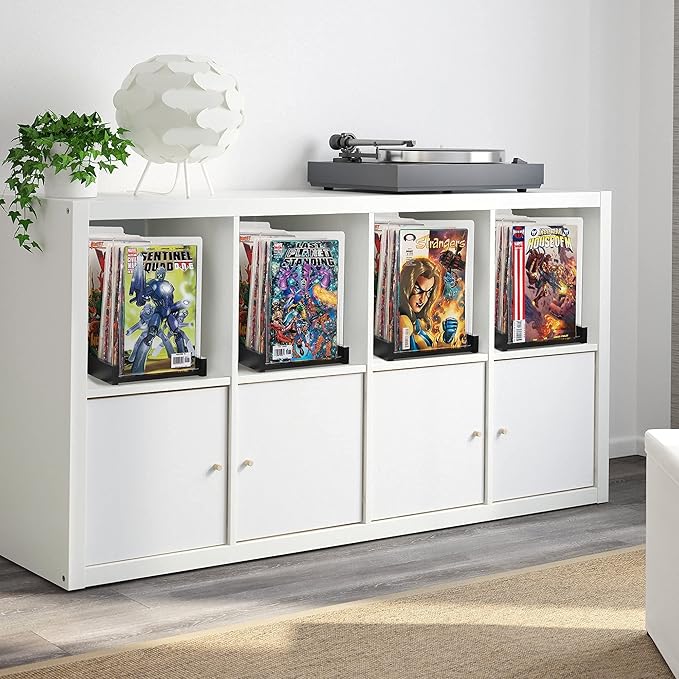 Patented Comic Book Storage Holder – Wooden & Acrylic Display Box/Case for Collectors – Organizer for Comics, Magazines & Books – Holds 150 Issues, 14.5x8 in (Black)