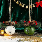5 Pack Rustic Christmas Bell Ornaments with Pinecones & Berries - Metallic Hanging Decor for Christmas Tree,Mantel,Home (Green,Gold,Red,White)
