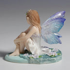 Veronese Design 2 1/4 Inch Lapis Fairy Knee Hugging Pose with Lady Bugs Collectible Figurine Home Decor Gift