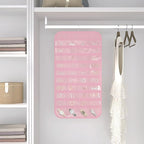 2-Pack Hanging Jewelry Organizer Storage, 40 Pockets 36 Hooks Necklace Earring Necklace Bracelet Ring Organizer, Double - Sided Design, Pink