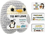 Crimmy Love Romantic Gifts for Him Her Boyfriend Girlfriend, Crochet Penguin Anniversary Birthday Present for Women Men, Christmas Valentines Gift for Couples Wife Husband (Grey Love Penguin)
