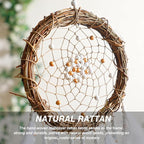 Dream Catcher Native American Boho Dreamcatcher White Wall Decor, Handmade Rattan Natural Goose Feathers Wall Hanging Art Piece Indian Room Decor for Bedroom Living Room Wedding