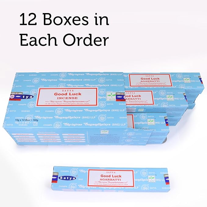 Nag Champa Incense Stick Packs - Hand Rolled & Non-Toxic - Perfect for Meditation and Yoga - Home Fragrance Gift Pack - 15g, Set of 12 Packs (Good Luck)