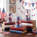 Sotiff 12 Sets 4th of July Themed Snow Globe Craft 250th Anniversary Party Supplies Firework Picks Mini Gnome Ornaments Stars Patriotic Heart Anniversary Party for Classroom Activities