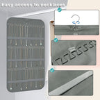 Hanging Jewelry Organizer Storage, 40 Pockets 36 Hooks Necklace Earring Necklace Bracelet Ring Organizer, Double - Sided Design, Grey