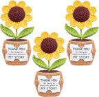 Wavwavw 3 Pack Teacher Appreciation Gift Positive Flower Handmade Crochet Doll Thank You for Helping Me Grow Gifts Back to School Gifts for Women Teacher(Puzzle Sunflower)