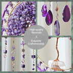 Tree Life Dream Catcher and Sun Catcher, Handmade Healing Crystal Boho Window Hanging for Home Decor, Rainbow Maker Wall Decor, for Women, Housewarming (Purple)