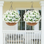 MARTINE MALL 24 Bundles Look Real Artificial Flowers for Outdoors, Realistic Fake Outdoor Flowers, UV Resistant Silk Petunia Flowers for Outside Faux Flowers Plants for Outdoor Porch, White