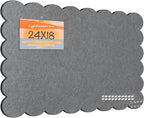 Lightomorrow Scalloped Bulletin Board, 24 x 18 Inches Felt Pin Board - Decorative Cork Alternative for Wall, Foldable Picture Self-Adhesive Vision Prayer Board with 20 Pushpins - Gray
